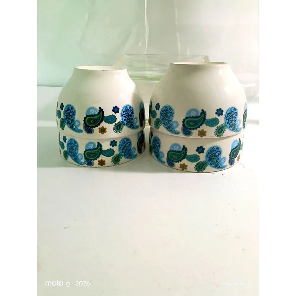 Royal Norfolk Paisley Cereal Bowls – Set of 4 Retired Blue Green Teardrop